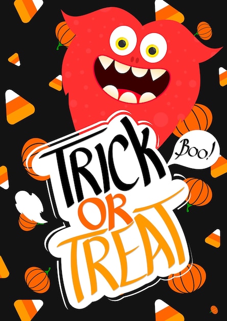 Halloween-banner Trick of Treat Postergroetenkaart voor conceptontwerp vectorillustratie