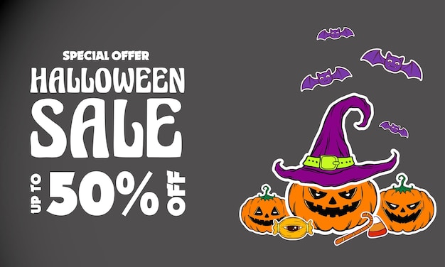 Halloween banner verkoop sjabloon vector