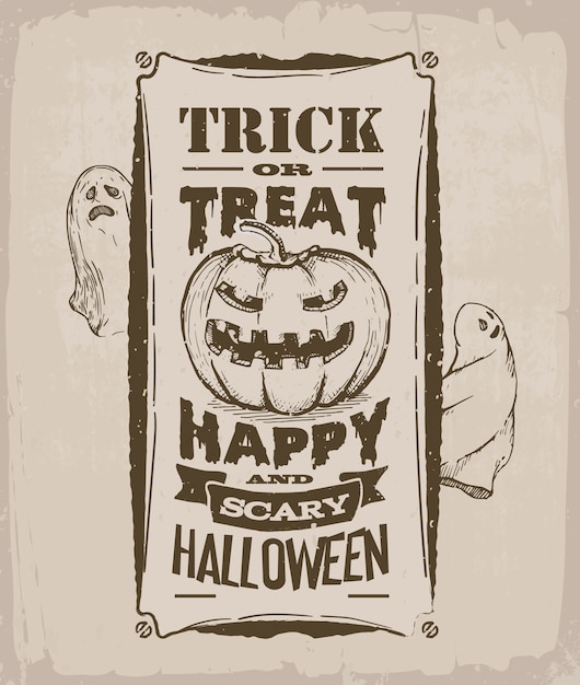 Halloween banner, vintage poster, retro