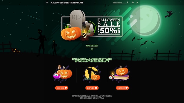 Vector halloween banner for the web site with discount banner.