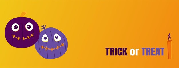 Halloween banner with funny cartoon pumpkins