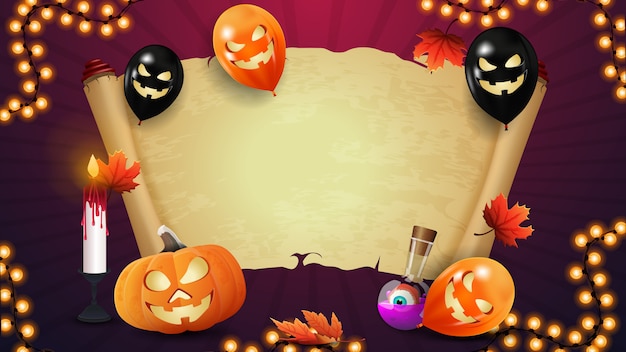 Banner di halloween con vecchia pergamena