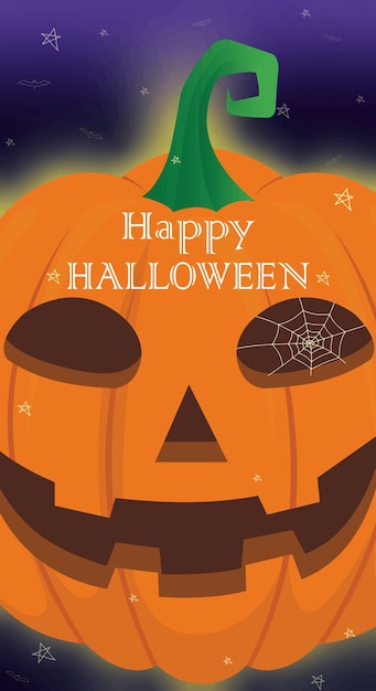 Halloween banner with pumpkin with text happy helloween