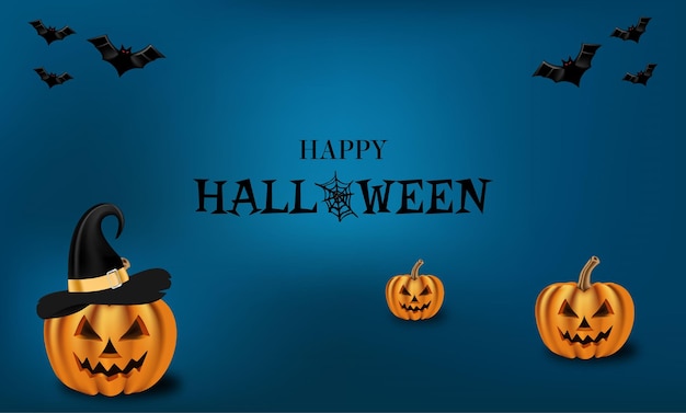 Vector halloween banner with realistic pumpkin