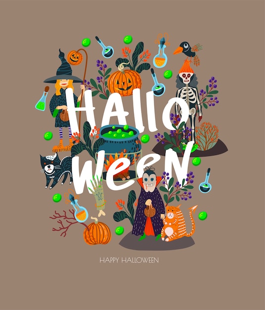 Halloween banner with scary elements.