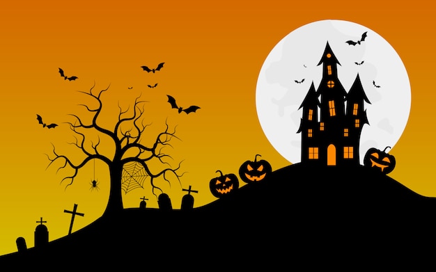 Halloween banner with spiders background