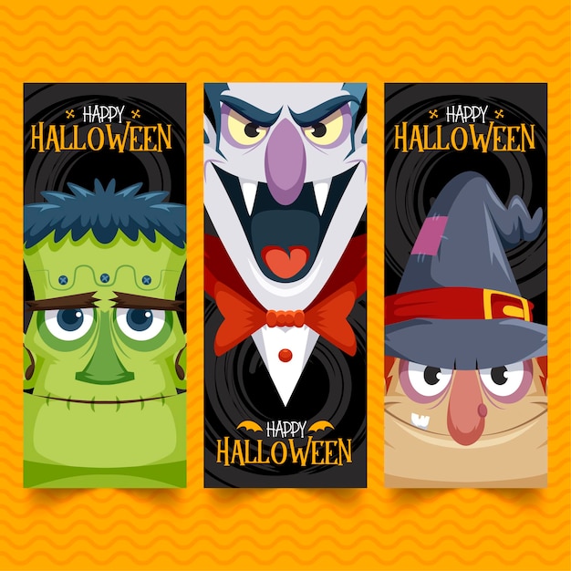 Vector halloween banners cartoon style