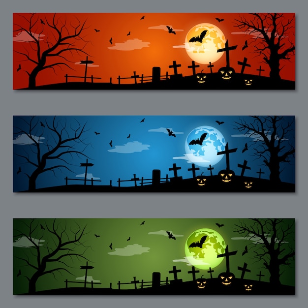 Vector halloween banners set