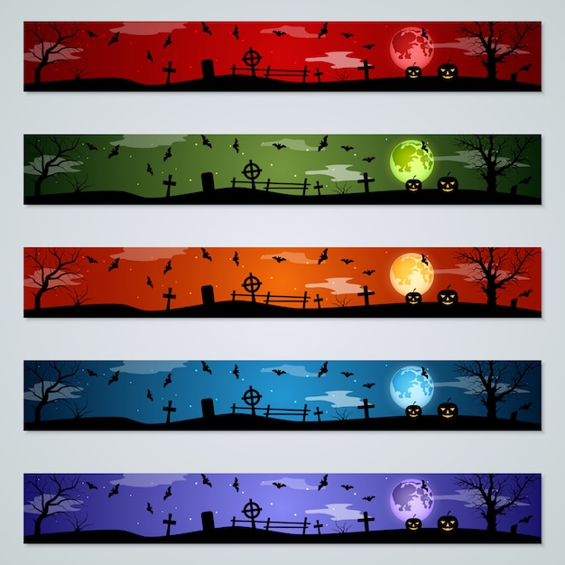 Halloween banners vector set