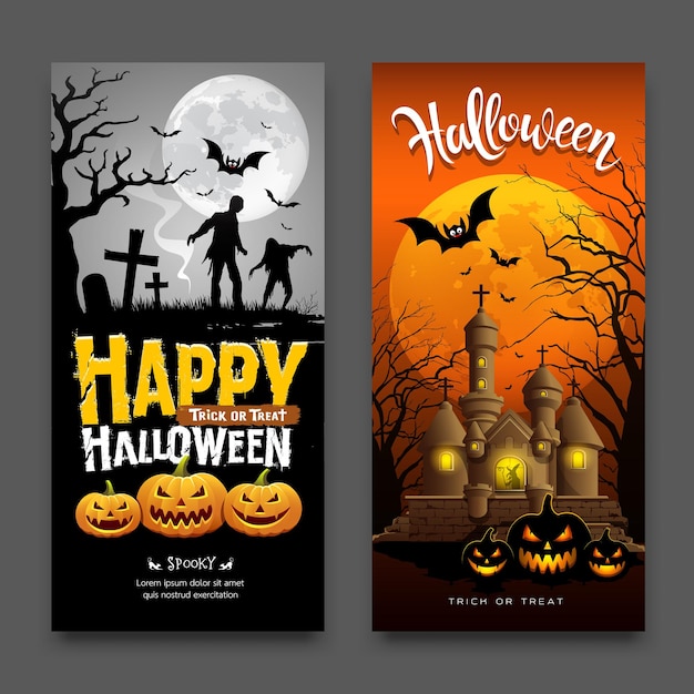 Halloween banners verticale collecties ontwerpen achtergrond Vector illustraties