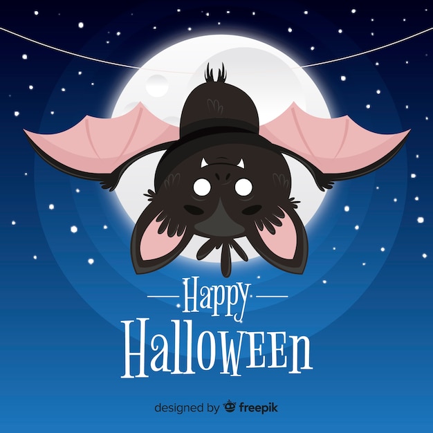 Halloween bat background in flat design