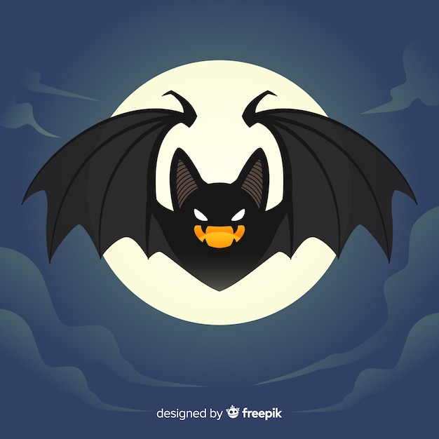 Halloween bat background in flat design