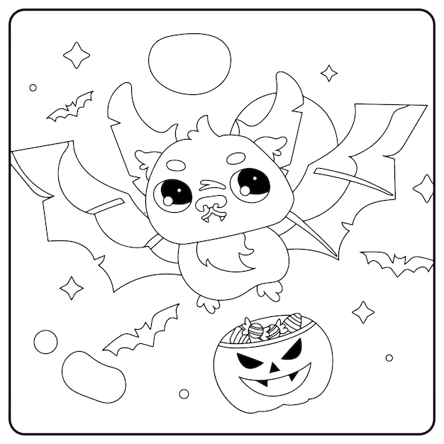 Disegni da colorare pipistrello di halloween per bambini