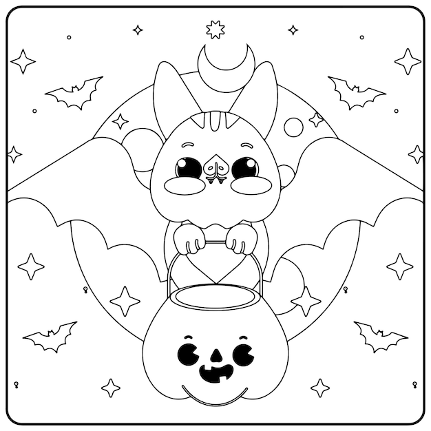 Halloween Bat Coloring Pages For Kids