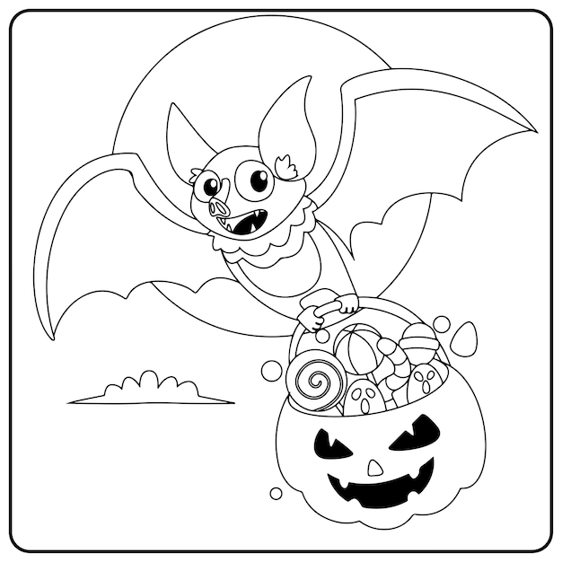 Disegni da colorare pipistrello di halloween per bambini