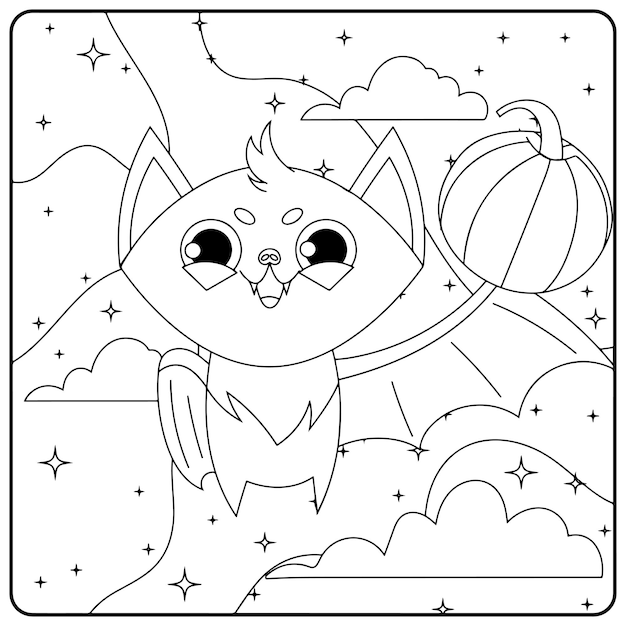 Halloween Bat Coloring Pages For Kids
