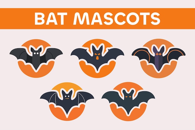 Vector halloween bat mascot design bats isolated vector silhouette design