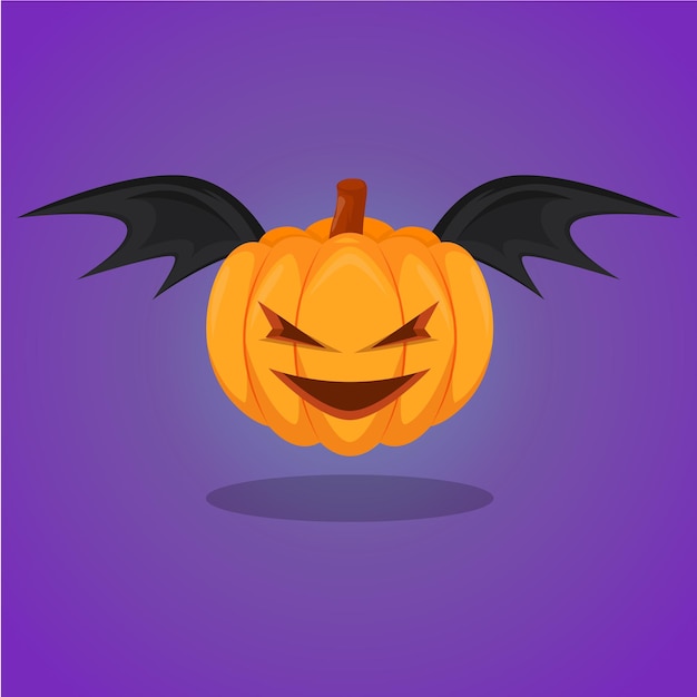 halloween bat pumpkin cartoon vector