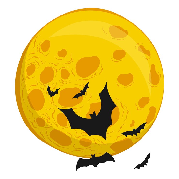 वेक्टर halloween bats illustration flying with full moon