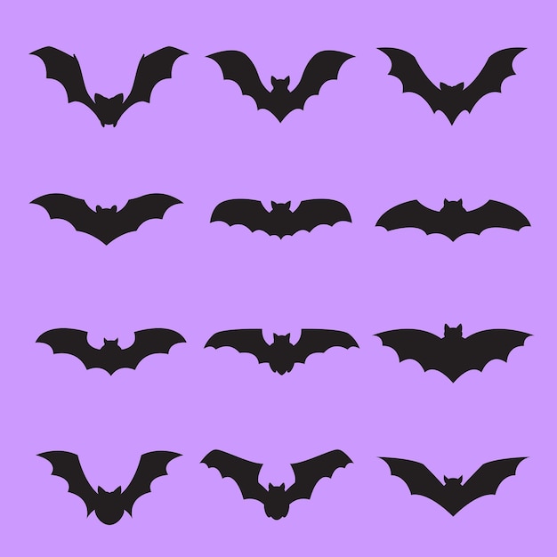 Halloween bats silhouette flat vector