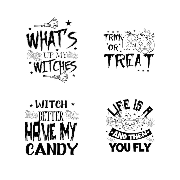 Vector halloween belettering typografie set happy halloween typografie design