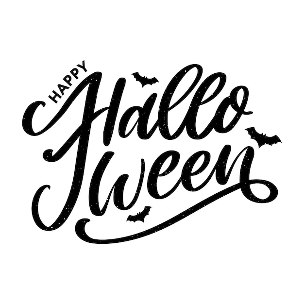 Halloween belettering wenskaart kalligrafie tekst penseel zwart