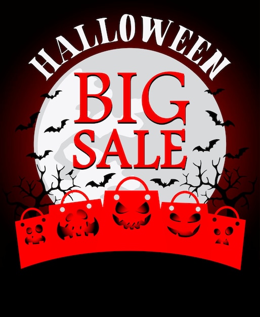 Vector halloween big sale background with scary funny packages