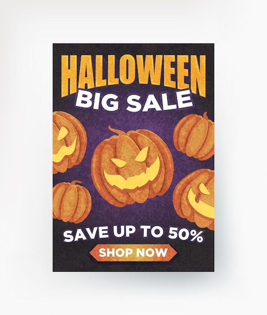 Halloween big sale pumpkins on a dark background Suitable for flyers flyers banners