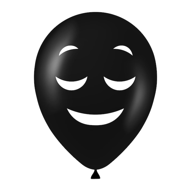 Vector halloween black balloon illustration with scary and funny face