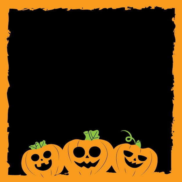 Halloween black frame template with pumpkins