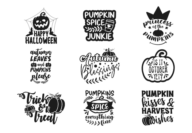 Halloween lettering e tipografia in bianco e nero