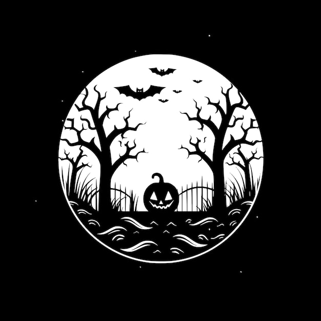 Halloween Black and White Vector illustration