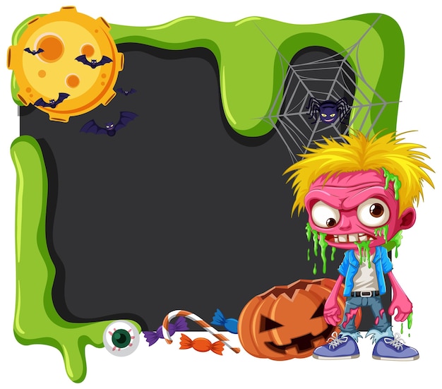 Vector halloween blackboard banner met zombie en andere elementen