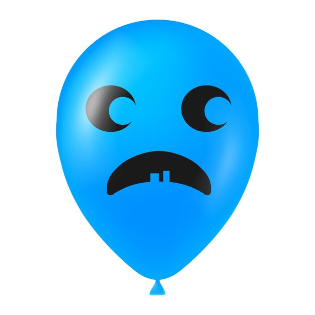 Иллюстрация голубого воздушного шара хеллоуина с страшным и смешным лицом