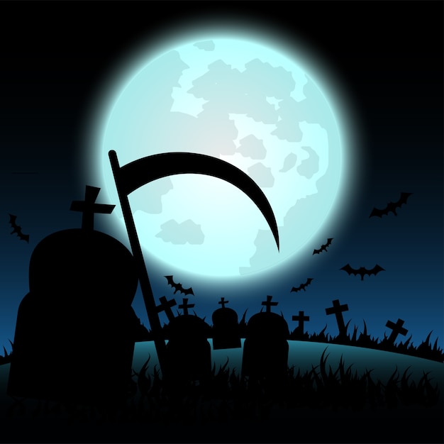 Halloween on blue Moon background