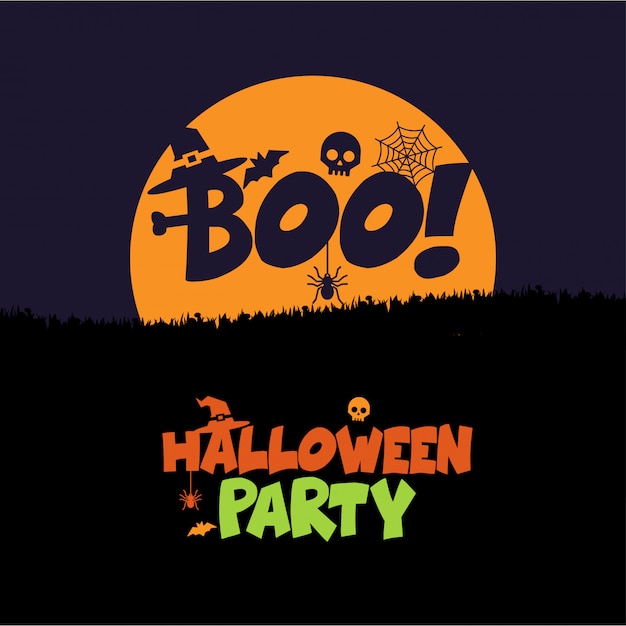 Дизайн Halloween Boo с вектором типографии