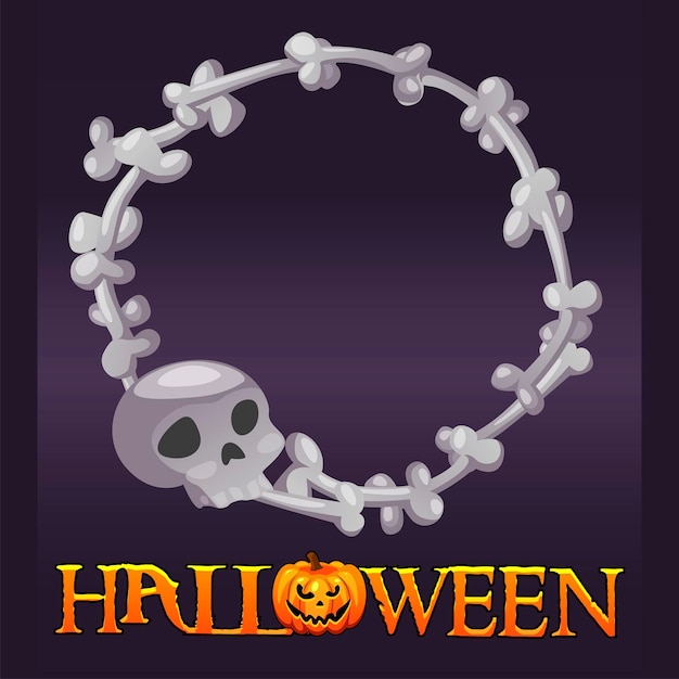 Vector halloween botten avatar frame, enge schedel