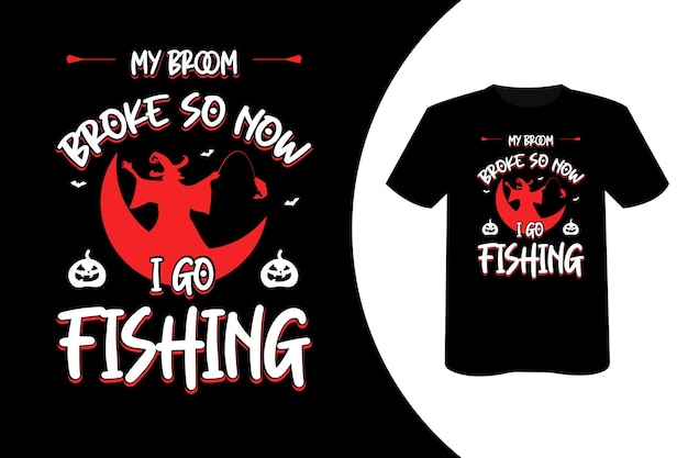 Halloween Broom Fishing tshirt design