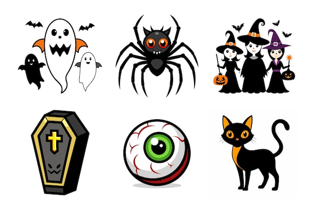 halloween bundle icons set