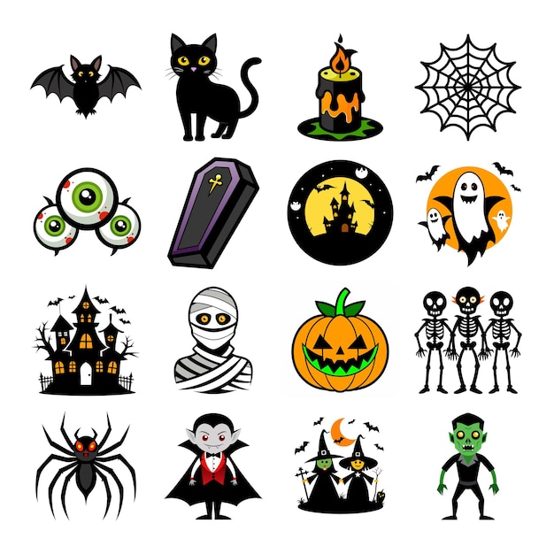 halloween bundle icons set