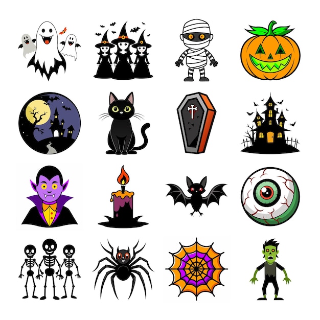 halloween bundle icons set