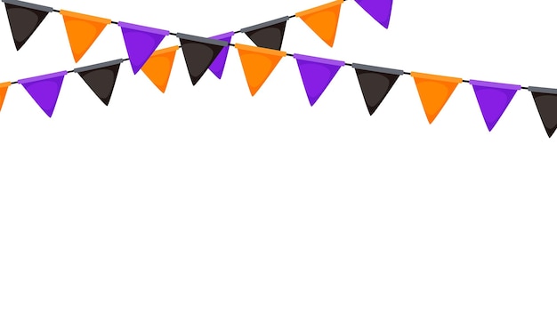 ハロウィン ホオジロ 黒オレンジと紫の旗ガーランド 三角形のペナント チェーン パターン パーティー ホオジロ