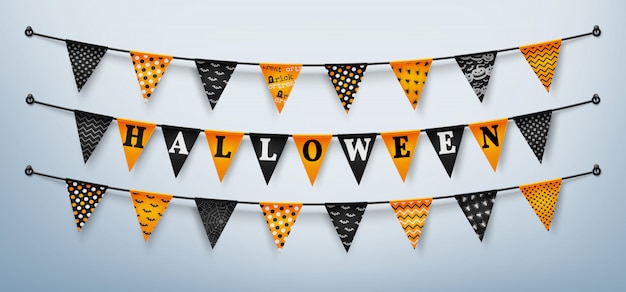 Vector halloween buntings for happy halloween