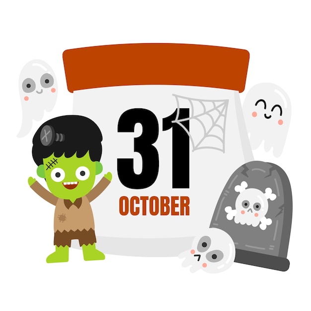 Vector halloween calendar vector.