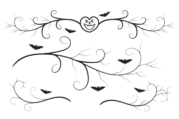 Halloween calligraphy flourish filigree wilds swirls decorative elements elegant vines spiral