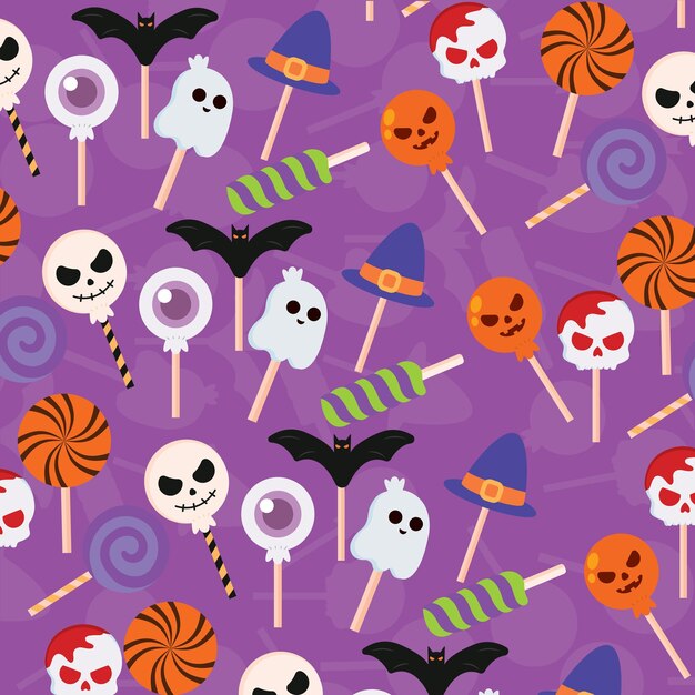 Halloween candies seamless pattern background vector illustration