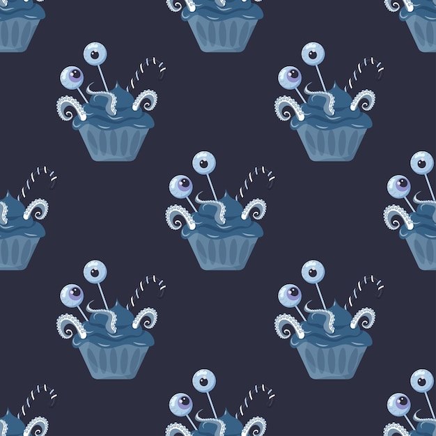 Halloween candy cookies cupcakes pattern seamless Vector illustration