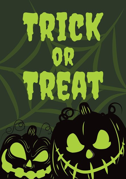 halloween card trick or treat with halloween elements