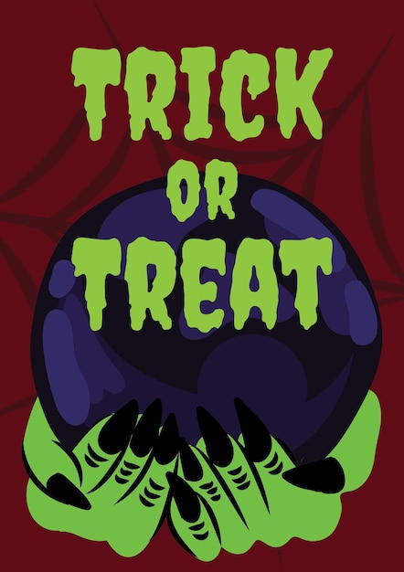 halloween card trick or treat with halloween elements