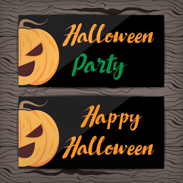 halloween card vector design on wood table.